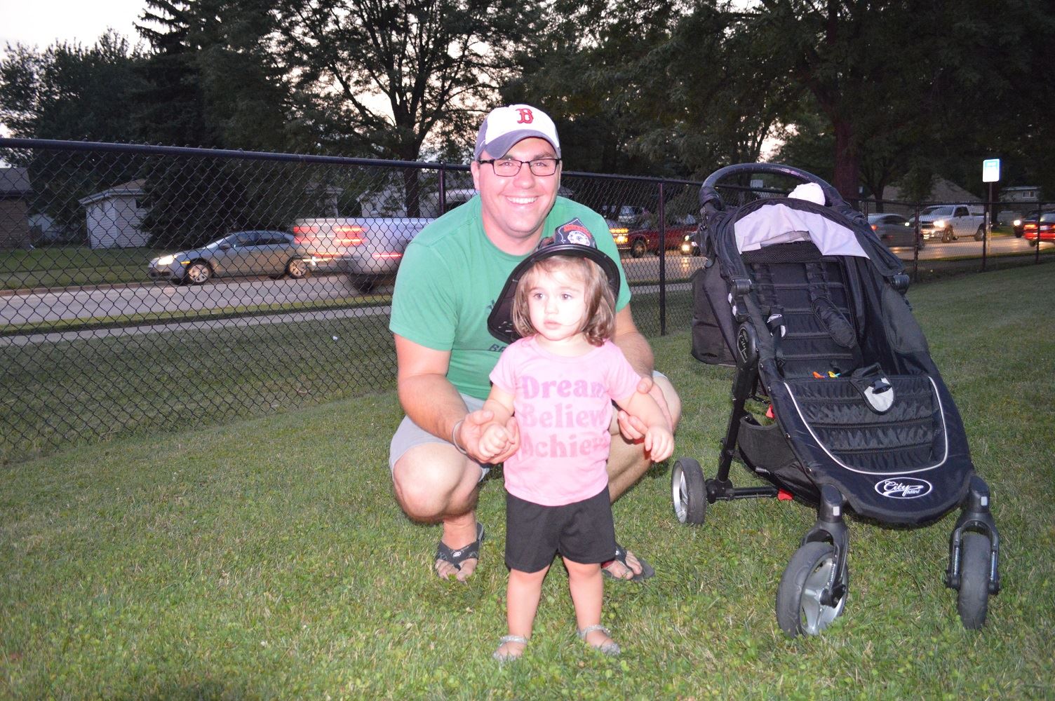 A Father and daughter pose for photo at National Night Out 2016 event in Villa Park.